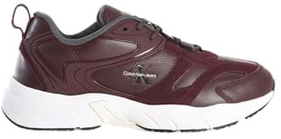 Calvin Klein Tenis Retro para Hombre, con Cordones Bajos, Auth SNK Ym0ym01103, Rojo Amargo Chocolate Blanco, 44 EU