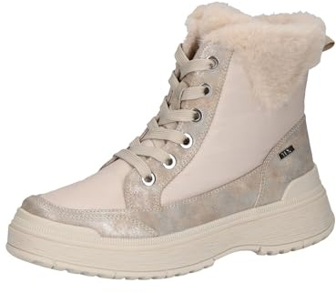 CAPRICE Botines para mujer con cordones, veganos, resistentes al agua, Crema Comb., 38.5 EU