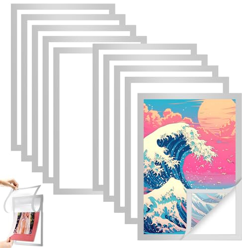 Collazoey 10 Stück Diamond Painting Rahmen,A4 Magnetrahmen Set,Selbstklebender magnetischer Bilderrahmen，für Wanddekoration zu Hause（Innenmaß 29x 20.5 cm） (Silber)