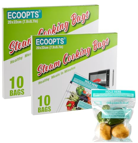 10×Steam Cooking Bags | Microwave Steamer Bags Large Size for Vegetables,Potatoes and Meat (10, L)