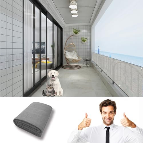 GAIFNAG Sichtschutzmatte, Sichtschutz Balkon 110 x 200 cm Balkonverkleidung Sichtschutz, Schattiernetz Tennisblende Wetterbeständiges Und Pflegeleichtes für Balkon Garten im Freien, Grau