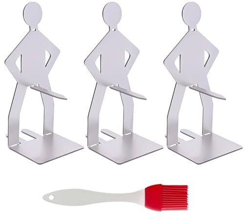 Support À Saucisses pour Barbecue 3 Pièces Et 1 Pinceau À Huile, Gril en Acier Inoxydable, Gril Créatif, Accessoires De Cuisson, Pinceau De Cuisson, Brosse en Silicone