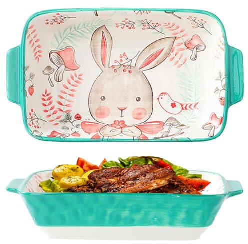 Bocguy Teglia da forno monopersona, in ceramica, rettangolare, 22 x 12,5 x 5 cm, 17,5 cm, adatta al microonde, lavabile in lavastoviglie, Trkis