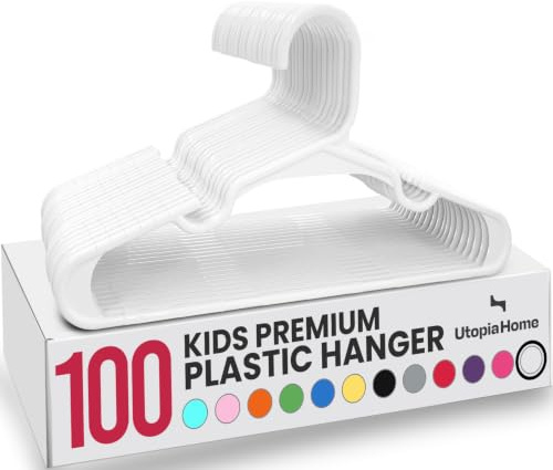 Utopia Home Kids Hangers 100 Pack – 11.5 Inch Baby Closet Hangers White