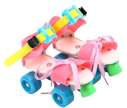 Baoblaze Verstellbare Rollschuhe für Kinder, Rollerskate, Leicht bequemes einfaches Training Skates 4 Räder für Anfänger, Buntes Rosa