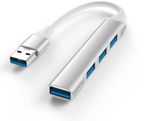 Tobfit USB Hub 3.0, Multiport Hub 4 Ports USB Adapter für MacBook/iPad Pro, iMac, Surface Pro, PC, Laptop, Tablets, Tastatur, Maus, Flash Drive, Mobile HDD 8cm(USB)