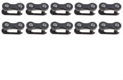 Jotekonoby Lot de 10 maillons de chaîne de vélo pour vélo à vitesse unique – Lot de 10 maillons rapides en acier, taille de chaîne 1/2 x 1/8, connecteur de chaîne de vélo noir