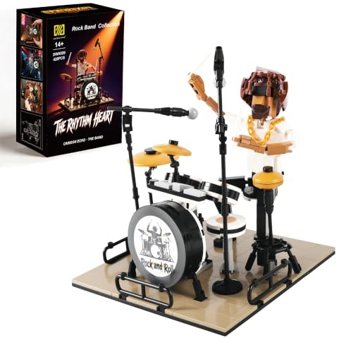 Drummer Building Set with Poseable Adjustable Drum Kit 428Pcs Stage Decor | LUXEBLOCKS drummer diorama: poseable figure, adjustable drum kit, stage, home office decor, collectible gift for adults 14+.