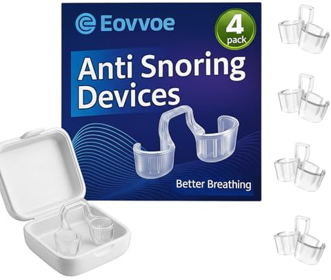 Anti Snoring Devices, Snoring Solution with Adjustable Snore Stopper, 3-Gear Fit, Improves Airflow, Reusable – 4 Pack