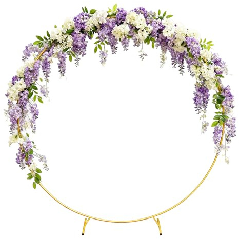 Soporte para Arco De Boda, Kit De Arco Redondo De Metal, Marco Redondo Dorado para Globos – Altura 2,2 M, Arco para Cumpleaños, Boda, Navidad Y Decoración De Fiestas