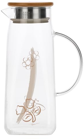 THUN - Caraffa in vetro, Elegance - Vetro borosilicato; acciaio inox; bambù; silicone, 1,4L