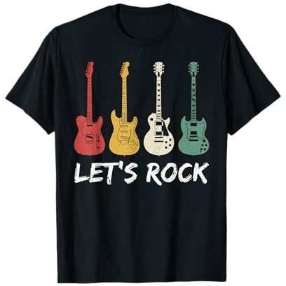 Let's Rock Guitare Player Rock Music Retro Rock N Roll Punk T-Shirt