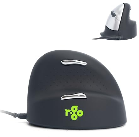 R-Go HE Ergonomische Maus mit Kabel, Vertikale Ergo Maus mit Break Software, Stilles Klicken, (USB C Kabelkabelgebunden+USB A Konverter), 5 Tasten, 2400DPI, Kompatibel mit Windows/MacOS(RGOHE)