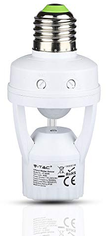 Portalampada E27 con Sensore di Movimento per Lampadine E27 Max 60W