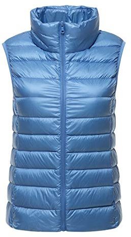 LAEMILIA Gilet Duvet Femme Doudoune sans Manche Col Roulé Grande Taille Veste Légère Automne Hiver Blouson Casual Compressible avec Sac de Rangement Couleur Unie