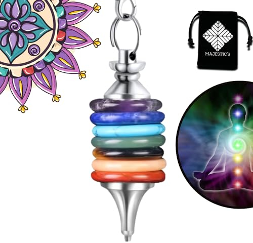 Majestic's Pendule Divinatoire de Radiesthésie 7 Chakras (Nouvelle Version 2024), en Pierres Naturelles : Quartz Améthyste Aventurine Jaspe – Pendule Sept Le Plus Complet [𝐆𝐀𝐑𝐀𝐍𝐓𝐈𝐄 𝐀 𝐕𝐈𝐄]