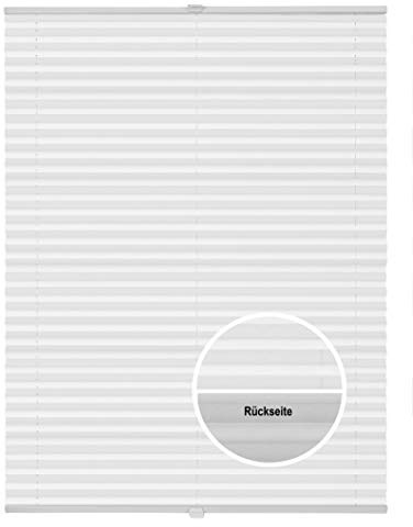 ondeco Plissee Thermo ohne Bohren mit Klemmträger,Sonnenschutz für Fenster innen, lichtschutz und Blickdicht, Faltrollo Sichtschutz für Tür, Jalousie Rollo leicht verdunkelnd Weiß 105x130 cm