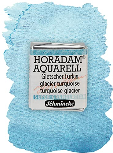 Schmincke – HORADAM® AQUARELL, Super Granulation, 14 962 044 Gletscher Türkis, 1/2 Näpfchen, sehr stark granulierende Farbtöne, feinste, supergranulierende Aquarellfarben