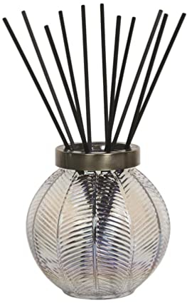 Woodbridge Difusor de cristal vacío, para rellenar, transparente, elegante, incluye 50 varillas de ratán para distribuir el aroma, deshumidificador que neutraliza los olores