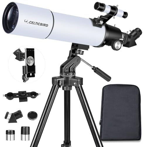 Celticbird Telescopio 80 mm Apertura Telescopio Refractor portátil astronómico Revestimientos de Alta transmisión Totalment (80460)