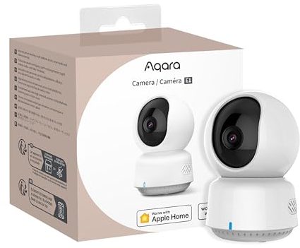 Aqara 2K Innenraum Sicherheit Kamera E1, Schwenken & Neigen, HomeKit Secure Video, Zwei-Wege-Audio, Nachtsicht, Personenverfolgung, Wi-Fi 6, Unterstützt HomeKit, Alexa, Google Home, SmartThings, IFTTT
