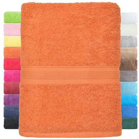 leevitex® Duschtuch 2er Set aus 100% Baumwolle, weich und saugstark | 500 g/m² | 70 x 140 cm | Terrakotta