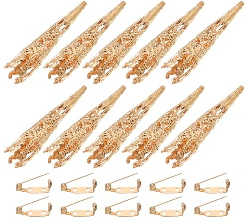 M METERXITY 10 Pcs Decorative Corsage Display Stand - Lapel Pin Brooch Vase with Bar Pins Apply to DIY/Prom/Wedding/Craft, (41mm, Rose Gold)