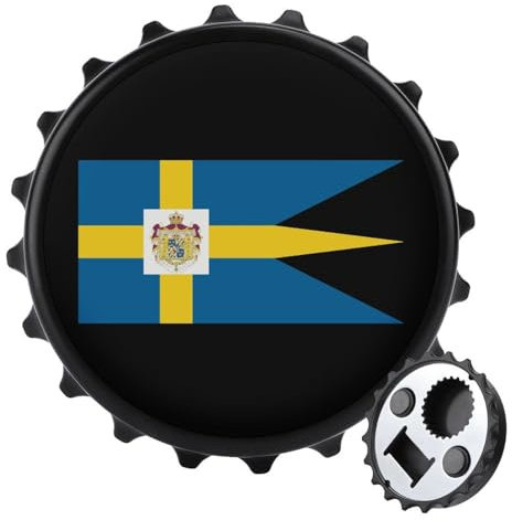 Apribottiglie magnetico con bandiera svedese reale, apribottiglie, tappo di birra, calamite per frigorifero, per cucina di casa, stile nero
