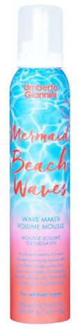 Umberto Giannini Mermaid Beach Waves Texturizing Volume Hair Mousse 200ml - With Coconut Water and UV Filters. Curl Styling Mousse with Medium Hold & No Crunch for Long Lasting Natural Volume