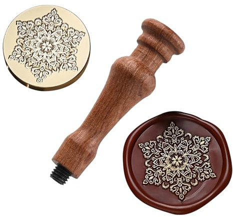Wax Seal Stamp Christmas Sealing Wax Stamp Head Seal Stamp Wood Handle for Envelopes Invitation Party Christmas Greeting Cards Gift Decoration Reindeer Snowflake (C)