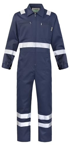 KTWOLEN Herr arbetsoveraller hög synlighet overaller mekaniker jumpsuit garage dragkedja overall, marinblå, XL