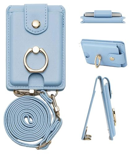 Tarjetero adhesivo para teléfono móvil, funda para teléfono móvil Seelve, tarjetero multifuncional e impermeable con 2 ranuras para tarjetas, soporte y correa para el cuello extraíble para tarjetas, G