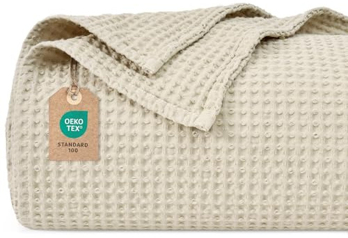 PHF Coperta 100% cotone 130x150 cm leggera traspirante Ideale per estate, Oeko-TEX, qualità hotel, divano letto linen