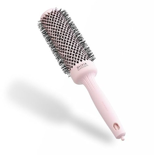 Olivia Garden Expert Blowout Speed – Rosa pastello - 45 - Spazzola rotonda in ceramica con corpo extra lungo per messe in piega 25% più veloci