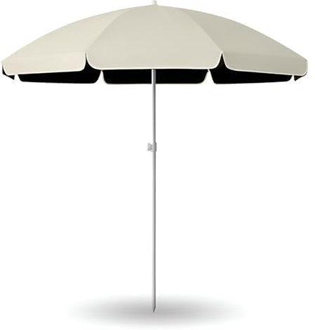 Outdoor Beach Umbrella with Adjustable Tilt, UV-Resistant Garden Parasol for Backyard Lawn Terrace(Natural,180cm(6ft))