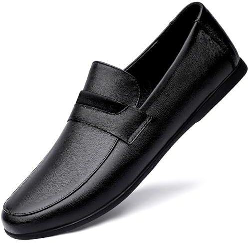 PPXID Mocassin Homme Loafers Cuir Chaussures Ville Décontractées Homme Chaussures Bateau Elégantes Chaussure Mariage -Noir 41