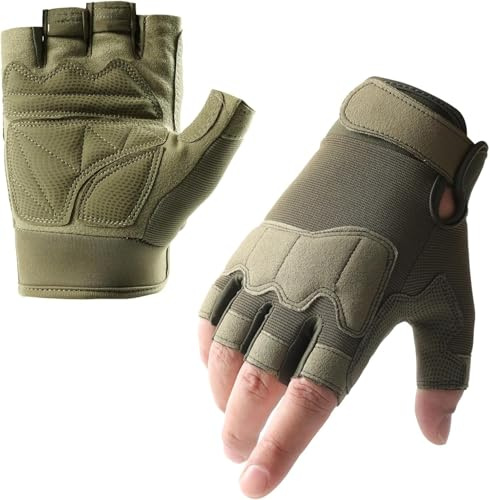 YouLpoet Guanti Senza Dita Da Uomo E Da Donna, Antiscivolo, Senza Dita, For Sport All'aria Aperta, Ciclismo, Moto, Escursionismo, Arrampicata, Guida, Lavoro, Campeggio(Green,Large)