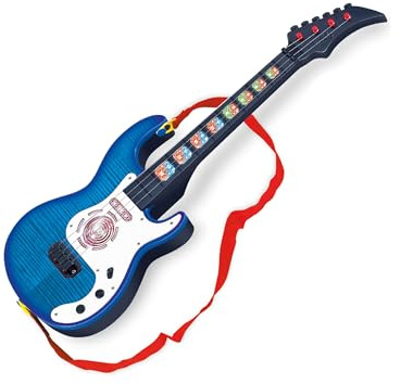 Baroni Toys Chitarra per Bambini 3+ Anni con Luci, Giocattolo Musicale con Effetti Sonori e Luminosi, Chitarra Elettrica Musicisti, Blu
