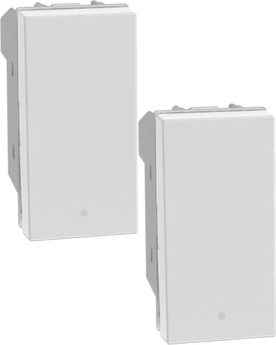 Bratek 2X Interruttore Compatibile BTicino Matix GO - Interruttore Luce Muro Unipolare Basculante Bianco, Sostituisce JW4001 x Supporti B Ticino MatixGo - Made in Europe, Illuminabile, LED Non Incluso
