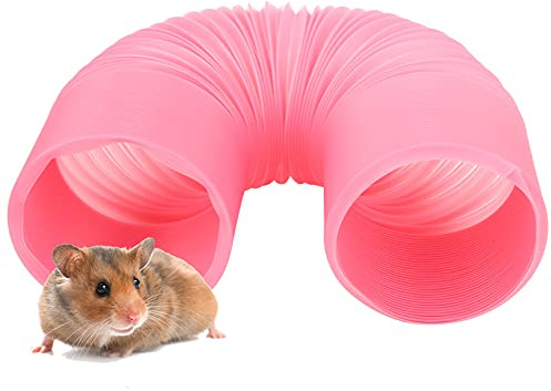 Túneles de diversión para hámsteres, túneles Plegables para hámsteres, túneles pequeños para Mascotas, escondite de Entrenamiento, Accesorios para jaulas de Ratas, cobayas, jerbos (Rosa)