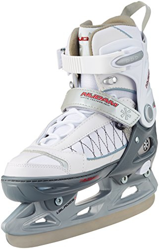 Nijdam Kinder Eishockeyschlittschuh Icehockey Skate verstellbar, Weiß/Silber/Schwarz, 29-32