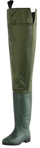Duck and Fish Green Fishing Wader Hip Boots with cleated outsole (8 M US Men / 10 M US Women)