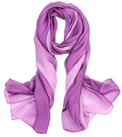 Sawekin Sciarpa da donna Stola, sciarpa estiva con sfumatura di colore, per abito da sera, feste, matrimonio, sciarpa in seta e cotone per tutto l'anno, lilla chiaro, Taglia unica
