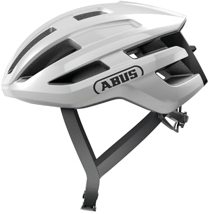 ABUS Rennradhelm PowerDome - leichter Fahrradhelm mit cleverem Belüftungssystem und aerodynamischem Profil - Made in Italy - für Damen und Herren - Weiß Glänzend, Größe L