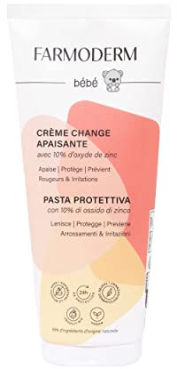 Farmoderm Crema Barriera Vegan Baby Ossido di Zinco - 10% ossido di zinco - per eritema da pannolino per il bambino - lenisce, allevia, protegge e previene l'irritazione, e arrossamento - 200ml