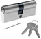 SISAV 35/55 Euro Lock Cylinder(90mm),Brass Material,Nickel Surface Treatment,High Security,Anti-Drill,with 3 Keys