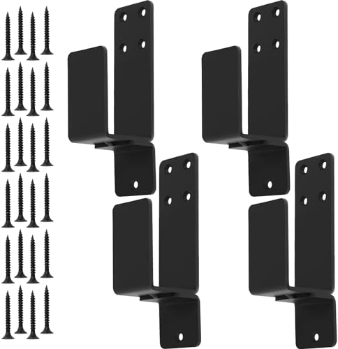 Jetcloud 4Pcs Door Barricade Brackets for 2x4 Lumber Carbon Steel Door Bar Holder Security Door Locks Brackets Reinforcement for Home Barn Garage Gate(black)