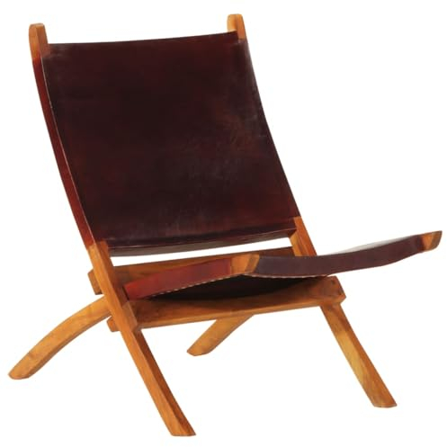 AUUIJKJF Home Outdoor Sonstiges, klappbarer Relaxsessel, dunkelbraun, echtes Leder