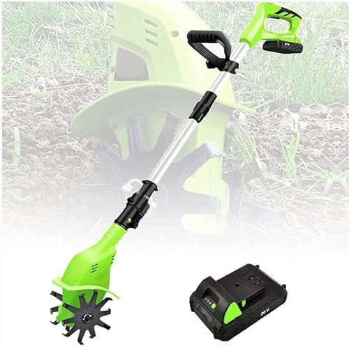 JSY Escarificadores Rototiller eléctrico inalámbrico de Mano, 20V, con cultivador portátil for Jardines, Mango Ajustable for césped Cultivadores rotativos, Jardines, Campos