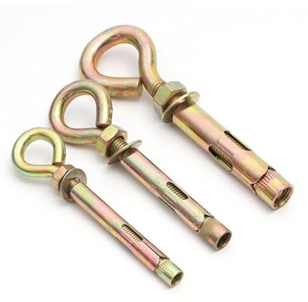 ORTAVA Lot de 6 boulons d'ancrage à anneau M6 x 45, pour charges lourdes, avec tube d'expansion, rondelles et écrous hexagonaux, chevilles pour charges lourdes, ancrage mural, boulons d'ancrage